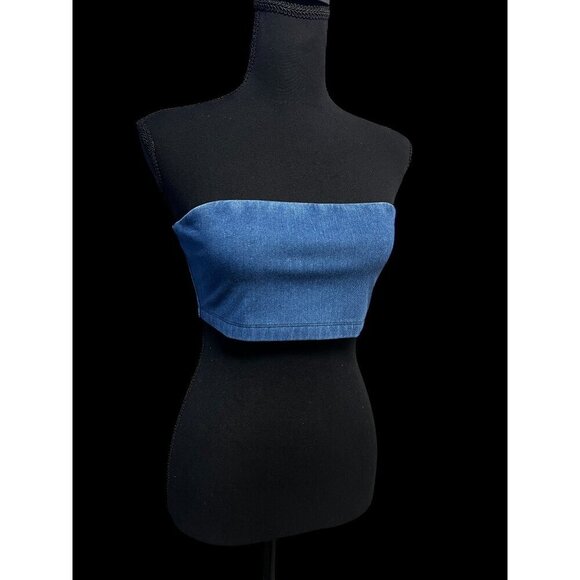 SUSANA MONACO Denim mico tube Strapless Bandeau Top COUNTRY CONCERT SUMMER - Picture 1 of 7